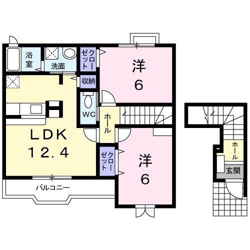 イーストユニゾン(2LDK/2階)の間取り写真