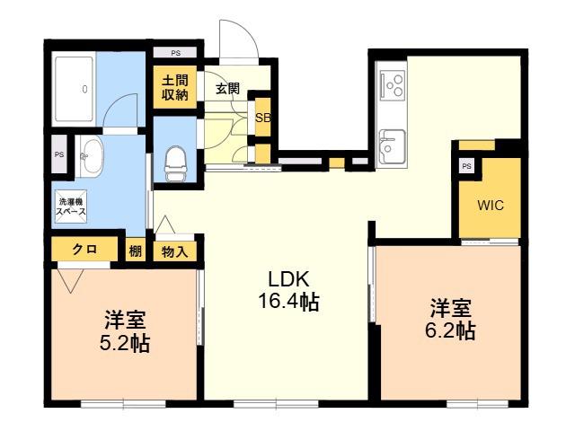 シャーメゾン凪 西新(2LDK/1階)の間取り写真