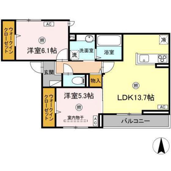 ヌォーヴァ ルーチェ(2LDK/3階)の間取り写真