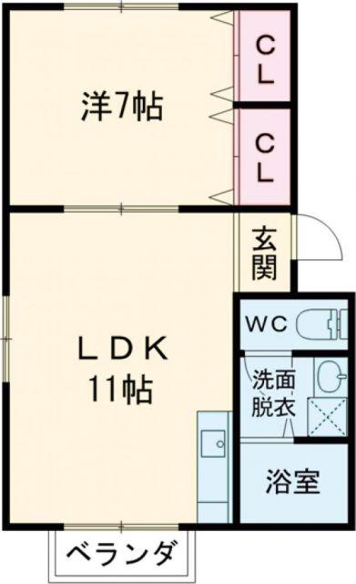 コーポ21(1LDK/1階)の間取り写真