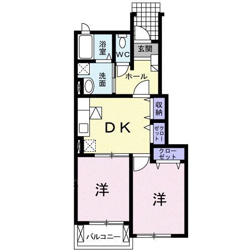 サザンヒルズ(2DK/1階)の間取り写真