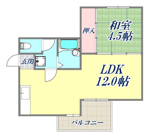 ロイヤルメゾン塚口Ⅴ(1LDK/1階)の間取り写真