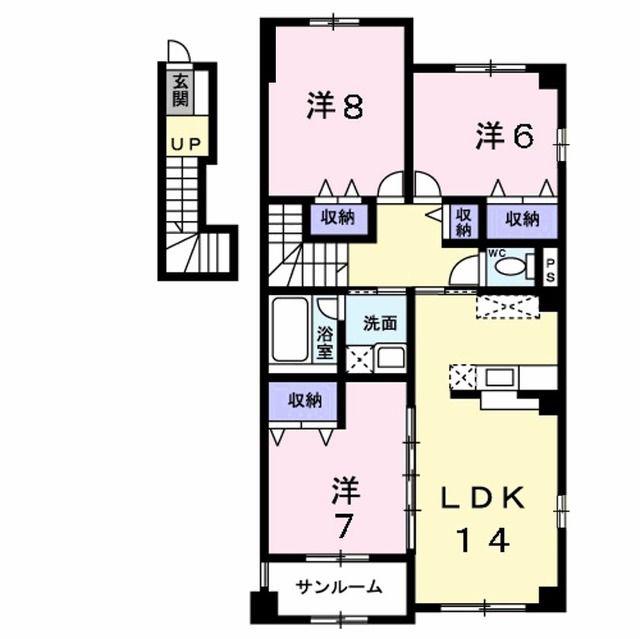 バードタイニー弐番館(3LDK/2階)の間取り写真
