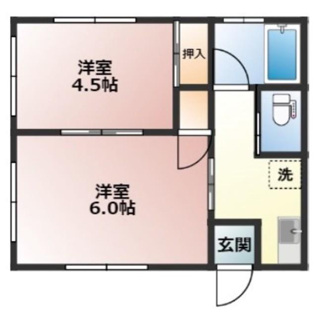 中台ハイツB(2K/1階)の間取り写真