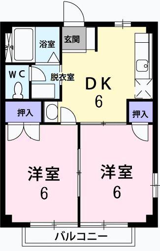 サンクレージュII(2DK/2階)の間取り写真