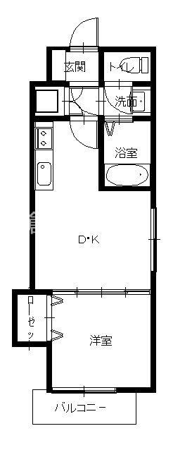 クラリス魚の町(1DK/2階)の間取り写真
