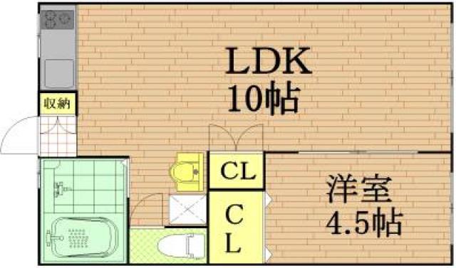 山田コーポ N棟(1LDK/1階)の間取り写真