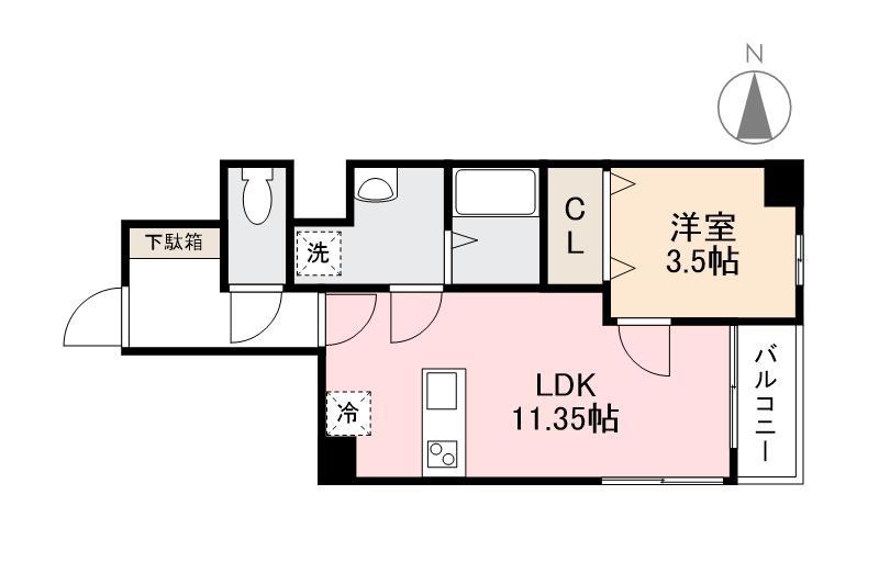CALME(1LDK/6階)の間取り写真