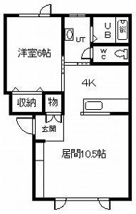 メルヴェールさくら町弐番館(1LDK/1階)の間取り写真