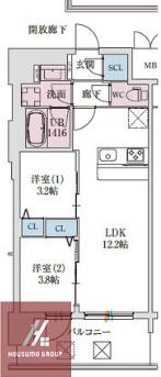 スプランディッド大阪イースト(2LDK/5階)の間取り写真
