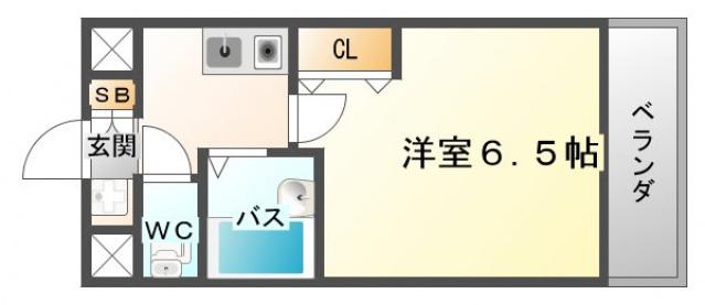 メッセージ関大前(1K/2階)の間取り写真
