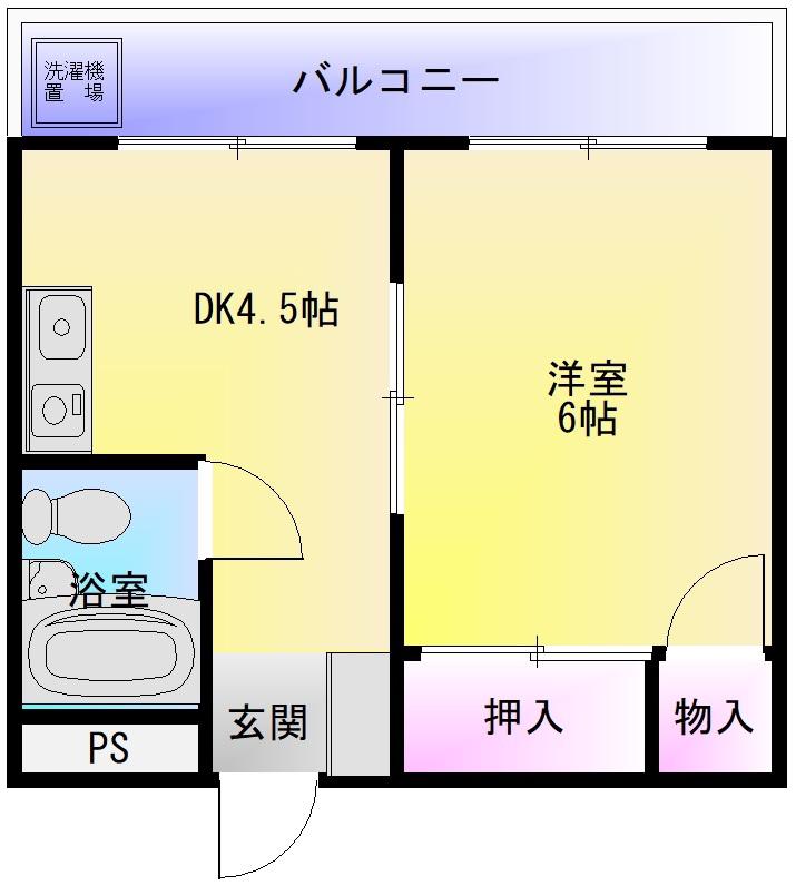 エスポワール高安(1DK/3階)の間取り写真