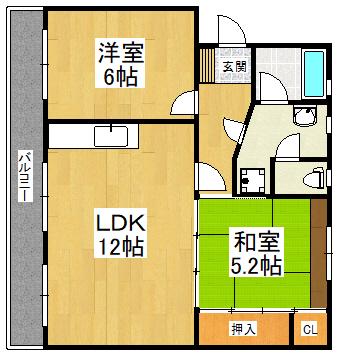 金剛第3(2LDK/4階)の間取り写真