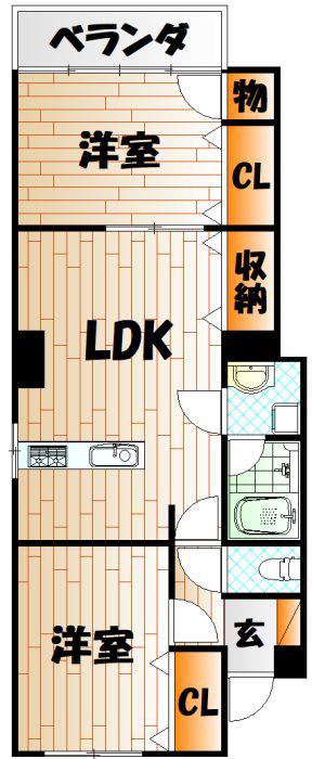 ザ・ポムロール(2LDK/2階)の間取り写真