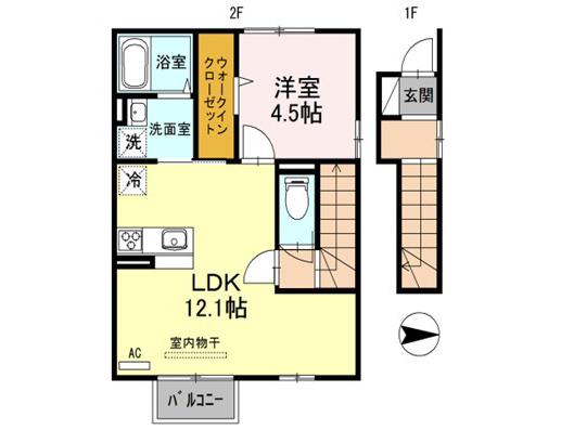 グランツ(1LDK/2階)の間取り写真