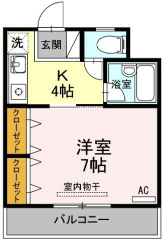 ルミナスコート(1K/2階)の間取り写真
