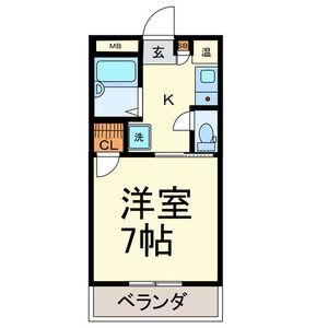 第3クリスタル(1K/2階)の間取り写真