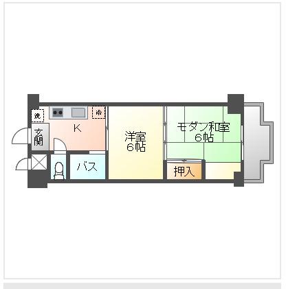 レジデンス春日町(2K/2階)の間取り写真
