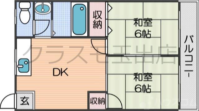 住吉ハイツ(2DK/4階)の間取り写真