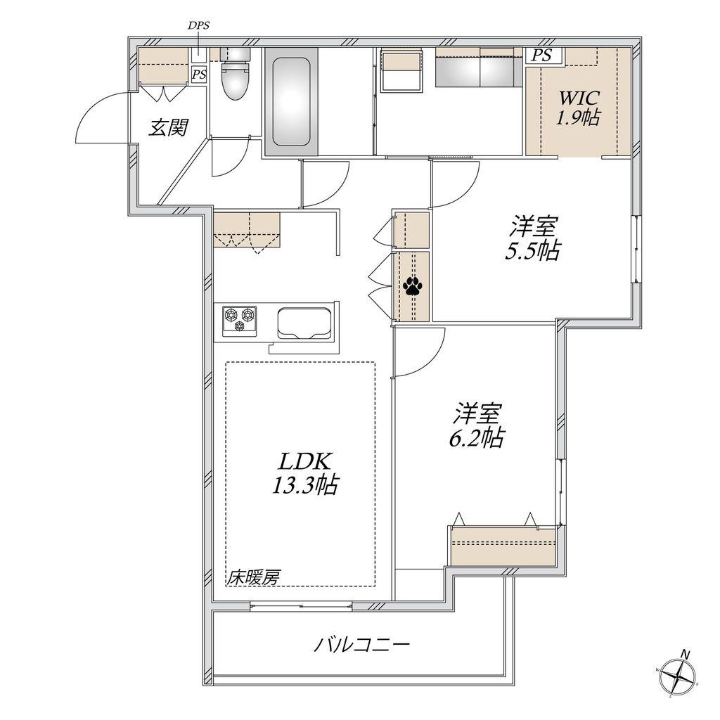 デルニエール(2LDK/3階)の間取り写真