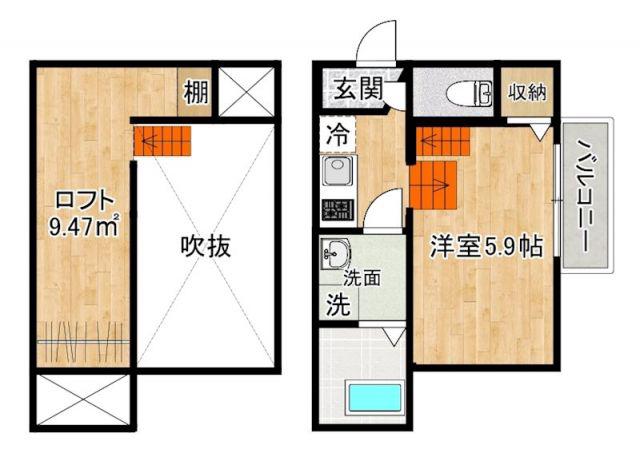MODERN PALAZZO貝津OTTO(1SK/1階)の間取り写真