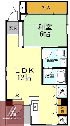 下新庄コーポA棟(2LDK/5階)の間取り写真