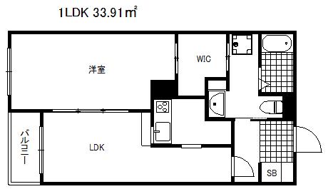 オーキッドレジデンス神戸三宮(1DK/11階)の間取り写真