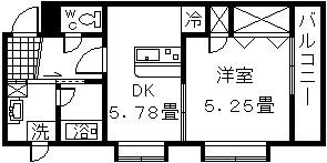 モコロード荒田(1DK/3階)の間取り写真