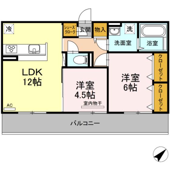 ソフィヤコンフォール(2LDK/2階)の間取り写真