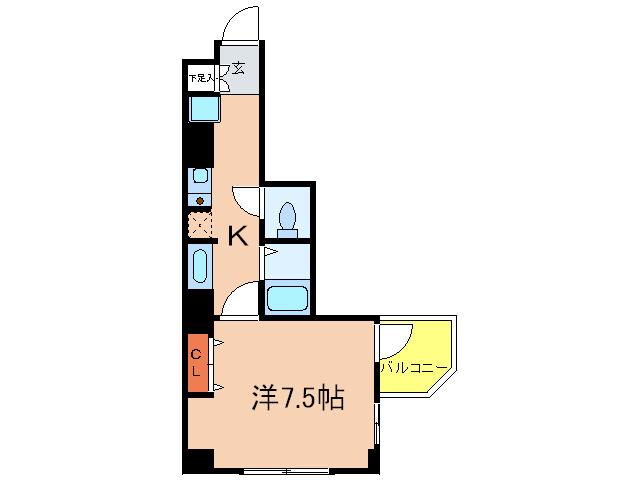CITYSPIRE神戸元町II(1K/6階)の間取り写真