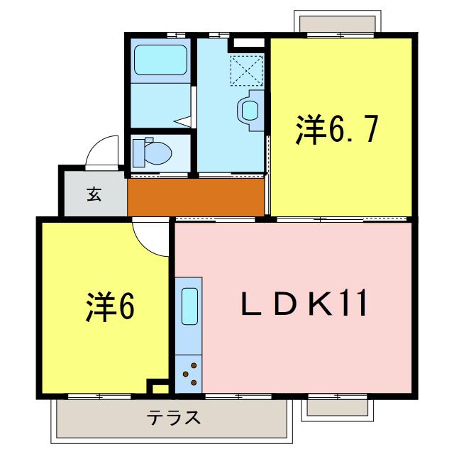 シンプルタウン(2LDK/1階)の間取り写真