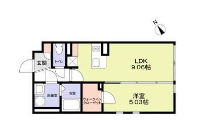 ザレジデンス市谷台町(1LDK/2階)の間取り写真