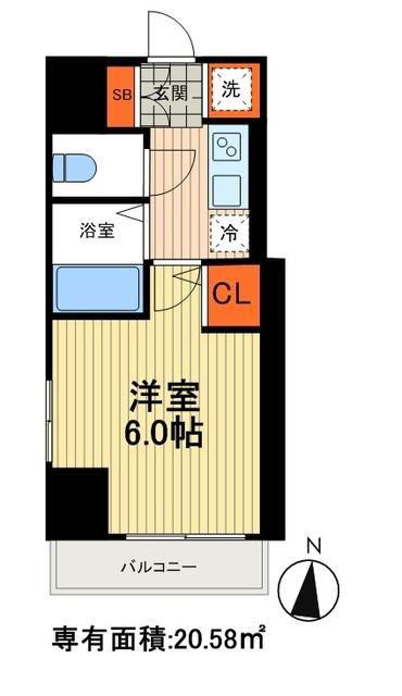 レーヴ・アデル・千住新橋(1K/10階)の間取り写真