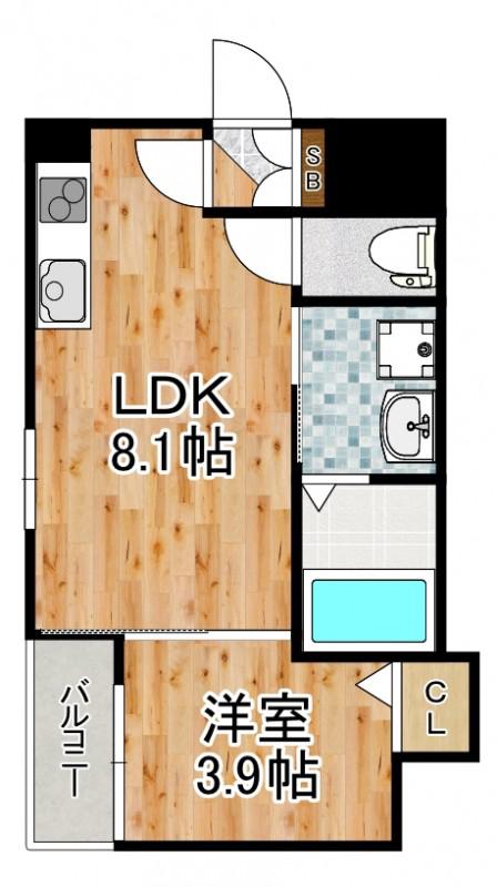 F SEAM 春日出北(1LDK/3階)の間取り写真