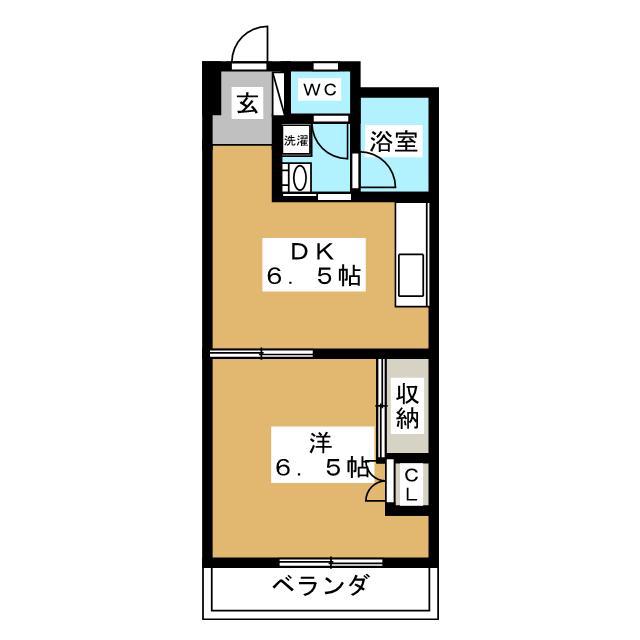 中町グリーンハイム(1DK/2階)の間取り写真