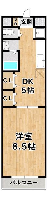 クレア御幣島(1DK/6階)の間取り写真