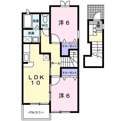 サンシャイン エム B(2LDK/2階)の間取り写真