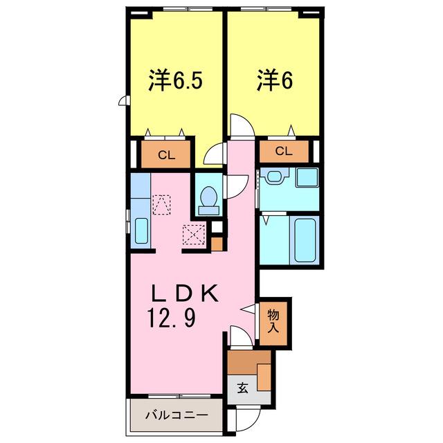 シーライト(2LDK/1階)の間取り写真