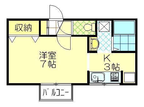 クローネ仁井田(1K/2階)の間取り写真