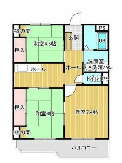 牟呂ハイム(3DK/4階)の間取り写真
