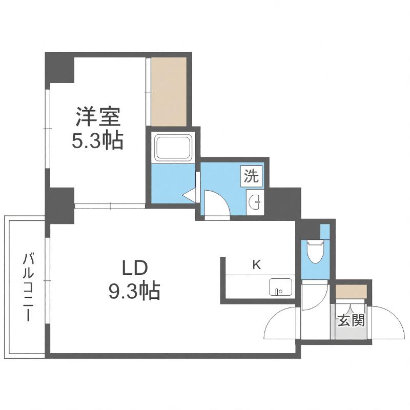 KN南1条マンション(1LDK/2階)の間取り写真