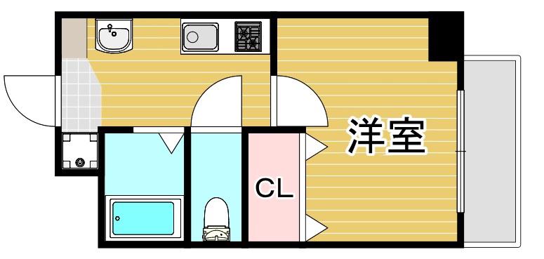 グランエクラ岸里(1K/6階)の間取り写真