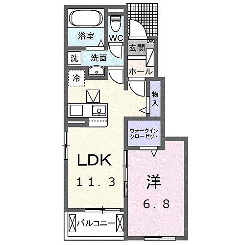 グラース 17(1LDK/1階)の間取り写真