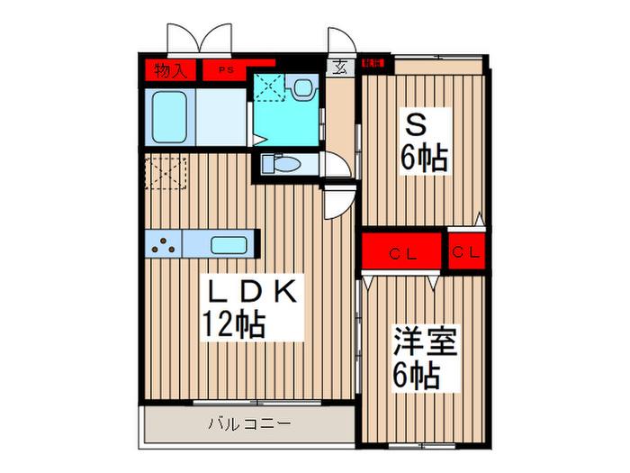 オフリール神田II(2LDK/1階)の間取り写真