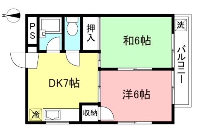 ウィステリア三鷹台(2DK/1階)の間取り写真