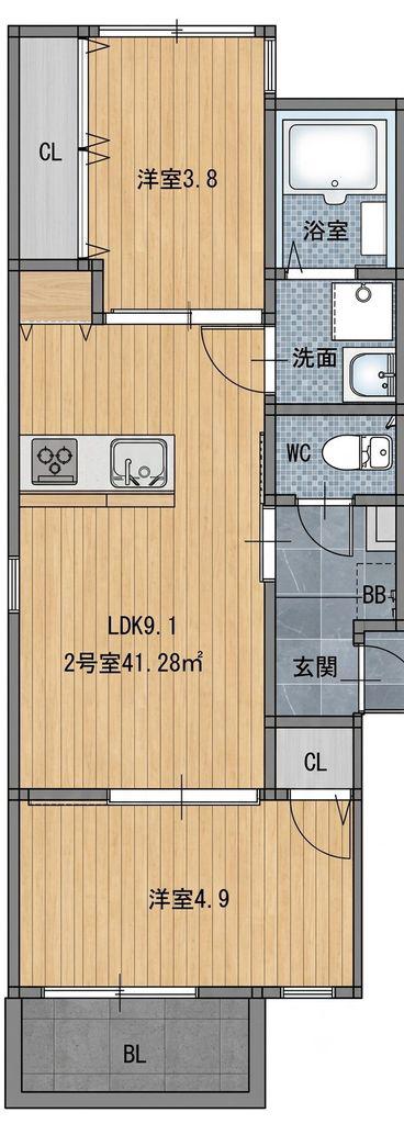 HALE LEA笹原(2LDK/3階)の間取り写真