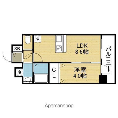 プレリス北巽駅前ラバルス(1LDK/9階)の間取り写真