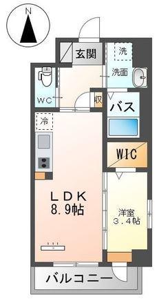 GRANDEUR HAKATA(1LDK/2階)の間取り写真