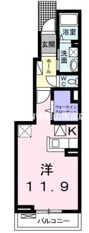 フォレストガーデンA(1K/1階)の間取り写真