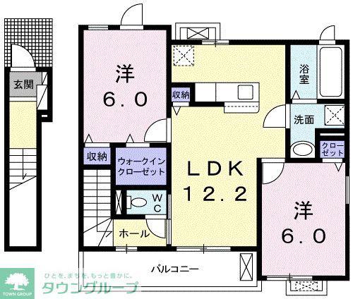 ラッコルタ(2LDK/2階)の間取り写真